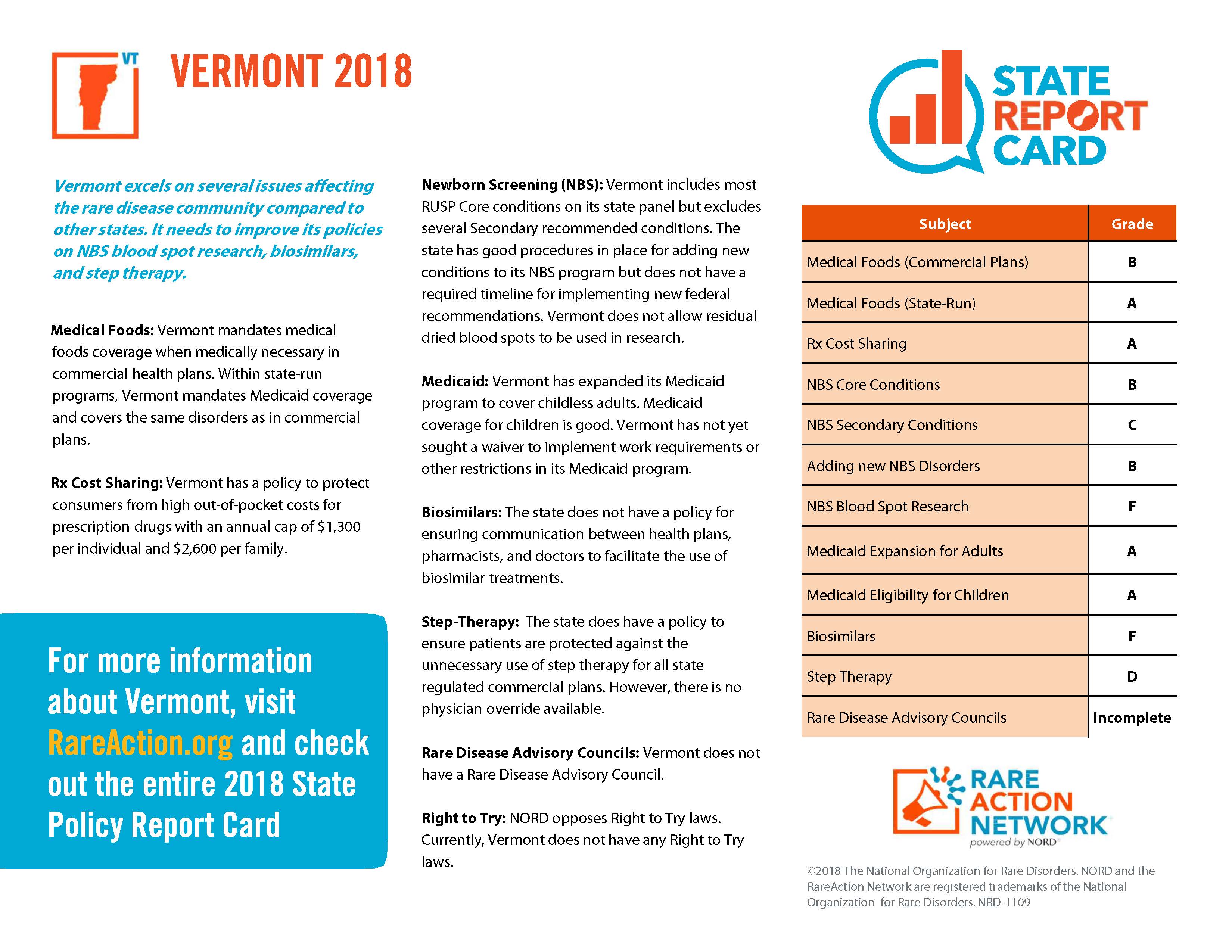 NORD State Report Card VT 2018